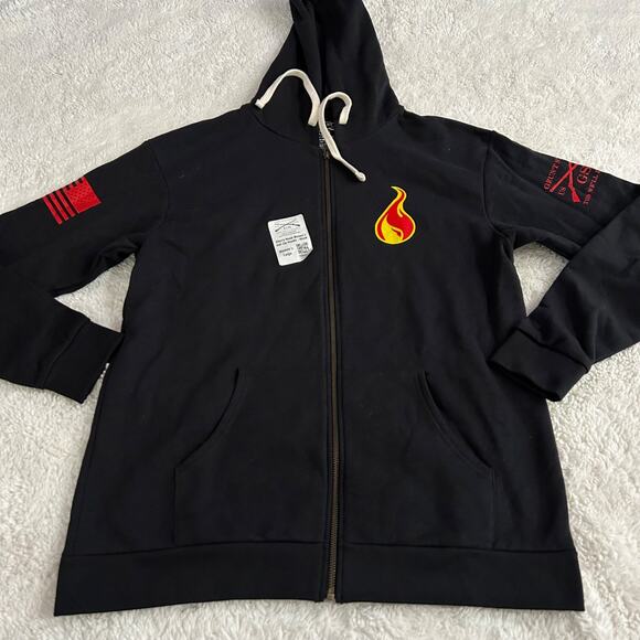 NWT Grunt Style Hoodie Womens Large Black Cherry Bomb V Neck Hooded Sweatshirt - Picture 2 of 7